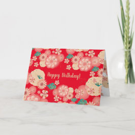 美しいフローラオーナメントピンクガーデンフラワー サンキューカード