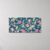 美しいフローラカラフルの花の青い背景 キャンバスプリント (正面)