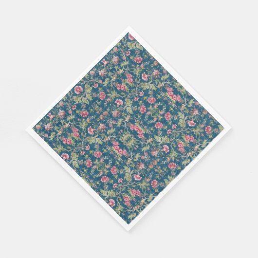 美しいフローラカラフルの花の青い背景 スタンダードランチョンナプキン (角)