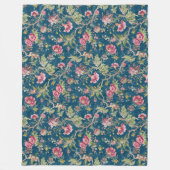 美しいフローラカラフルの花の青い背景 フリースブランケット (正面)