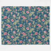 美しいフローラカラフルの花の青い背景 フリースブランケット (正面(横))