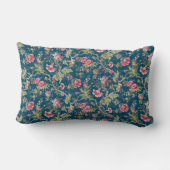 美しいフローラカラフルの花の青い背景 ランバークッション (裏面)