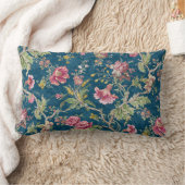 美しいフローラカラフルの花の青い背景 ランバークッション (ブランケット)