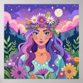 美しいフローラカラフルクラウンアートポスター ポスター (正面)