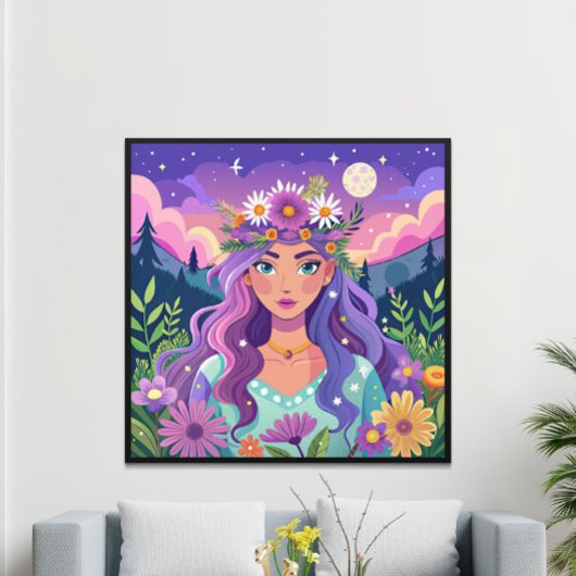 美しいフローラカラフルクラウンアートポスター ポスター