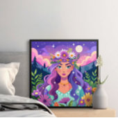 美しいフローラカラフルクラウンアートポスター ポスター