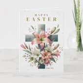 美しいフローラクロスカスタムクリスチャン復活祭 シーズンカード (正面)