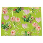 美しいフローラグリーンサボテン ラージペーパーバッグ (正面)