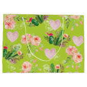 美しいフローラグリーンサボテン ラージペーパーバッグ (裏面)