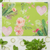 美しいフローラサボテン キッチンタオル (折り畳み)