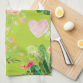 美しいフローラサボテン キッチンタオル (四つ折り)
