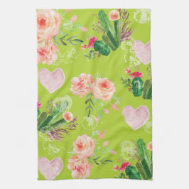 美しいフローラサボテン キッチンタオル