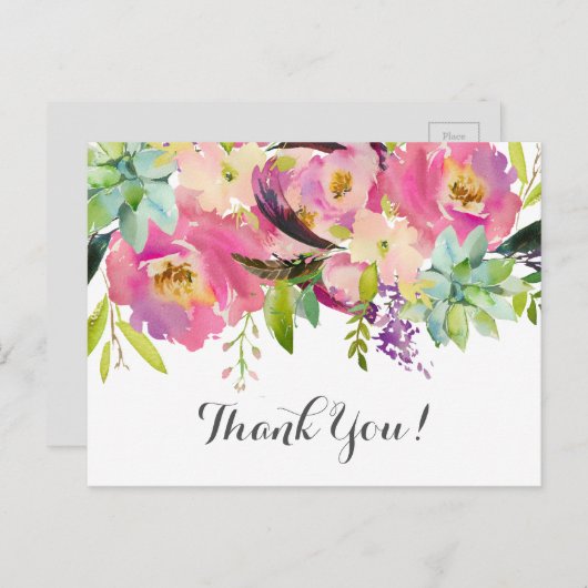 美しいフローラサンキューカード ポストカード (正面/裏面)