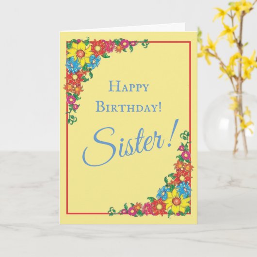 美しいフローラシスター誕生日カード カード (黄色い花)