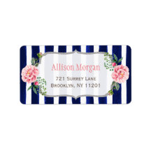 美しいフローラシルバーグリッターネイビーブルーストライプズ