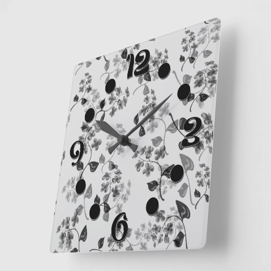 美しいフローラシ忘れームレスパターン – me-not bl スクエア壁時計 (傾斜)