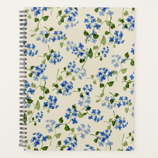 美しいフローラシ忘れームレスパターン – me-not bl プランナー手帳 (正面)