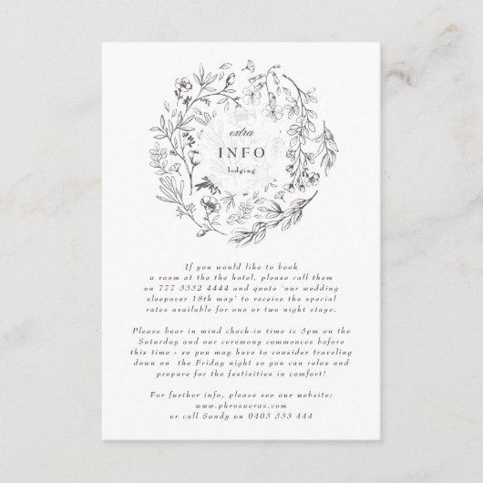 美しいフローラスケッチリース結婚ズ エンクロージャーカード (正面)