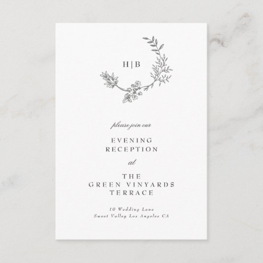 美しいフローラスケッチリース結婚披露宴 エンクロージャーカード (正面)