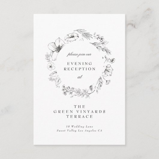 美しいフローラスケッチリース結婚披露宴 エンクロージャーカード (正面)