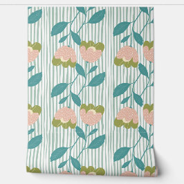 美しいフローラストライプかわいい青の背景 壁紙