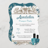 美しいフローラスパパンパーパーティー 招待状 (正面/裏面)