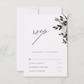 美しいフローラダークパープル結婚式Rsvp 出欠カード (正面)