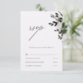 美しいフローラダークパープル結婚式Rsvp 出欠カード (スタンド正面)