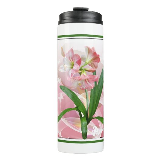 美しいフローラテーマのアマリリス タンブラー (正面)
