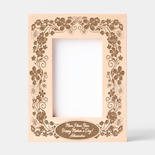 美しいフローラデコーパーソナライズされたルメッセージマザー レーザー彫刻フレーム (正面)