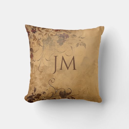 美しいフローラデザインオンヴィンテージ紙 クッション (正面)