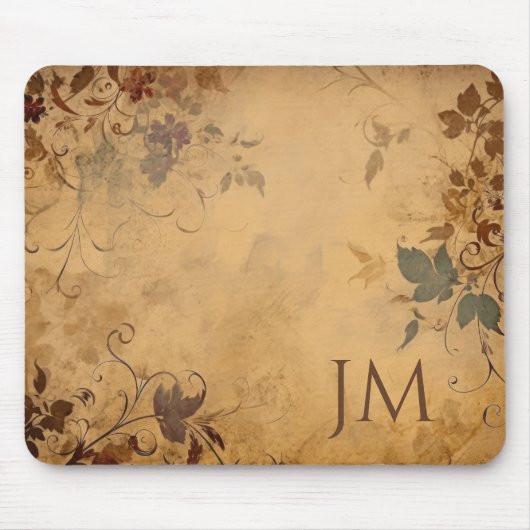 美しいフローラデザインオンヴィンテージ紙 マウスパッド (正面)