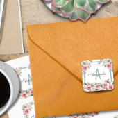 美しいフローラデザインモノグラム スクエアシール