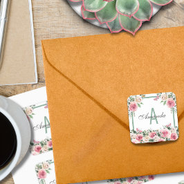 美しいフローラデザインモノグラム スクエアシール