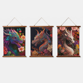 美しいフローラドラゴン 吊り下げ型タペストリー