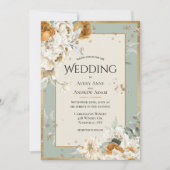 美しいフローラニュートラルウォーター結婚カラー 招待状 (正面)