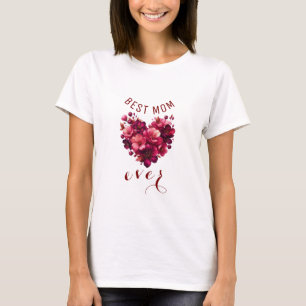 美しいフローラハート最高ののサイン「MOM Ever' Women Tシャツ