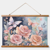 美しいフローラバタフライウォーターカラーアート 吊り下げ型タペストリー (正面)