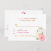 美しいフローラバレリーナベビーシャワーRSVPカード 出欠カード (正面/裏面)