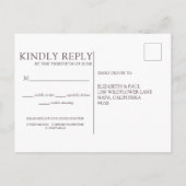 美しいフローラバーガンディウェディングレスプ インビテーションポストカード (裏面)