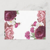 美しいフローラバーガンディ結婚式のレセプション エンクロージャーカード (裏面)