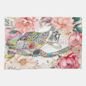 美しいフローラパステルキャットキッチンタオル キッチンタオル (横)