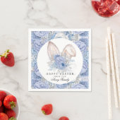 美しいフローラパーソナライズされたの水色イースター スタンダードカクテルナプキン (インサイチュ)