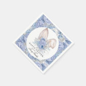 美しいフローラパーソナライズされたの水色イースター スタンダードカクテルナプキン (角)