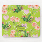 美しいフローラパーソナライズされたサボテン マウスパッド (正面)