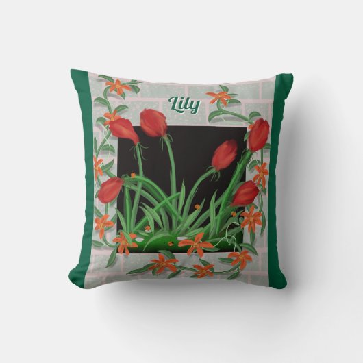 美しいフローラパーソナライズされた枕 クッション (正面)