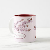 美しいフローラピンクさくらんぼブロッサムカスタム ツートーンマグカップ (正面左)