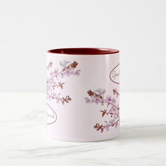 美しいフローラピンクさくらんぼブロッサムカスタム ツートーンマグカップ (中央)