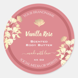美しいフローラピンクの金ゴールド製品の包装ラベル ラウンドシール