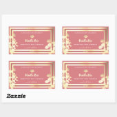 美しいフローラピンクの金ゴールド製品の包装ラベル 長方形シール (シート)